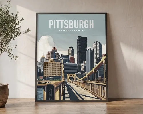 Pittsburgh Travel Poster — Vintage Wall Art Print 1 | ArtPrintsVicky