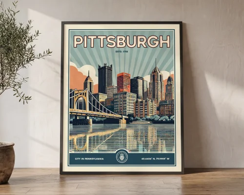 Pittsburgh Vintage Travel Poster Wall Art Print | ArtPrintsVicky