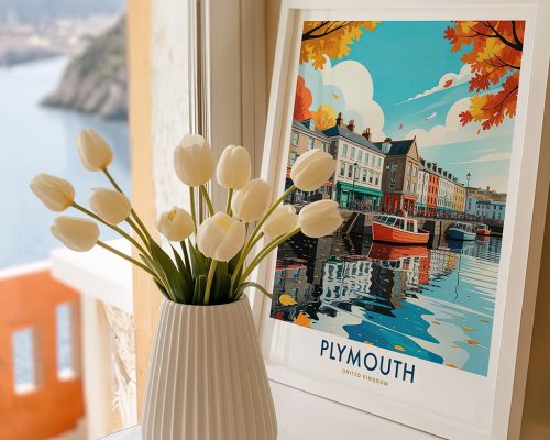 Alternative view of Plymouth England Travel Print - Cityscape Poster