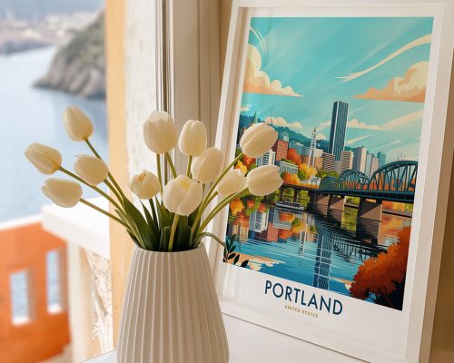 Alternative view of Portland Travel Poster Vintage Oregon Wall Art Print