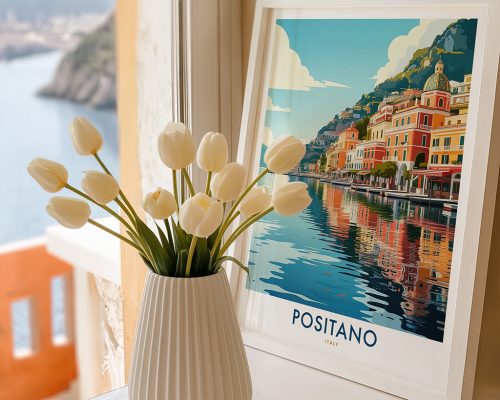 Alternative view of Positano Italy Travel Poster - Amalfi Coast Print