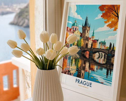 Alternative view of Prague Travel Poster Vintage Wall Art Print
