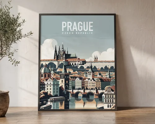 Prague Wall Art Print — Vintage Travel Poster | ArtPrintsVicky