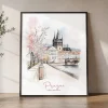 Prague Wall Art Print — Watercolor Cityscape Poster | ArtPrintsVicky