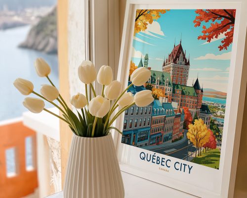 Alternative view of Quebec City Skyline Travel Poster