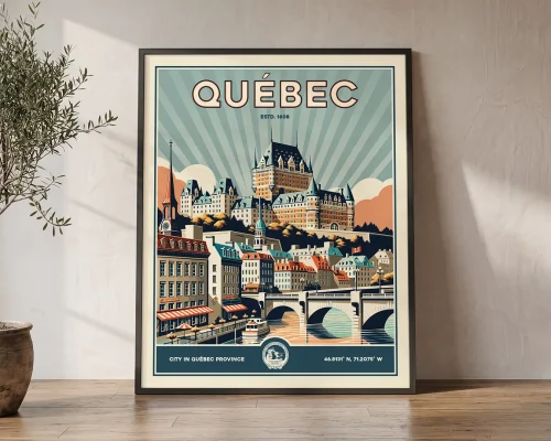 Quebec Poster Inspired by Retro Travel Art | ArtPrintsVicky