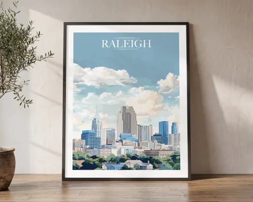 Raleigh Classic Cityscape Wall Art Prints | ArtPrintsVicky