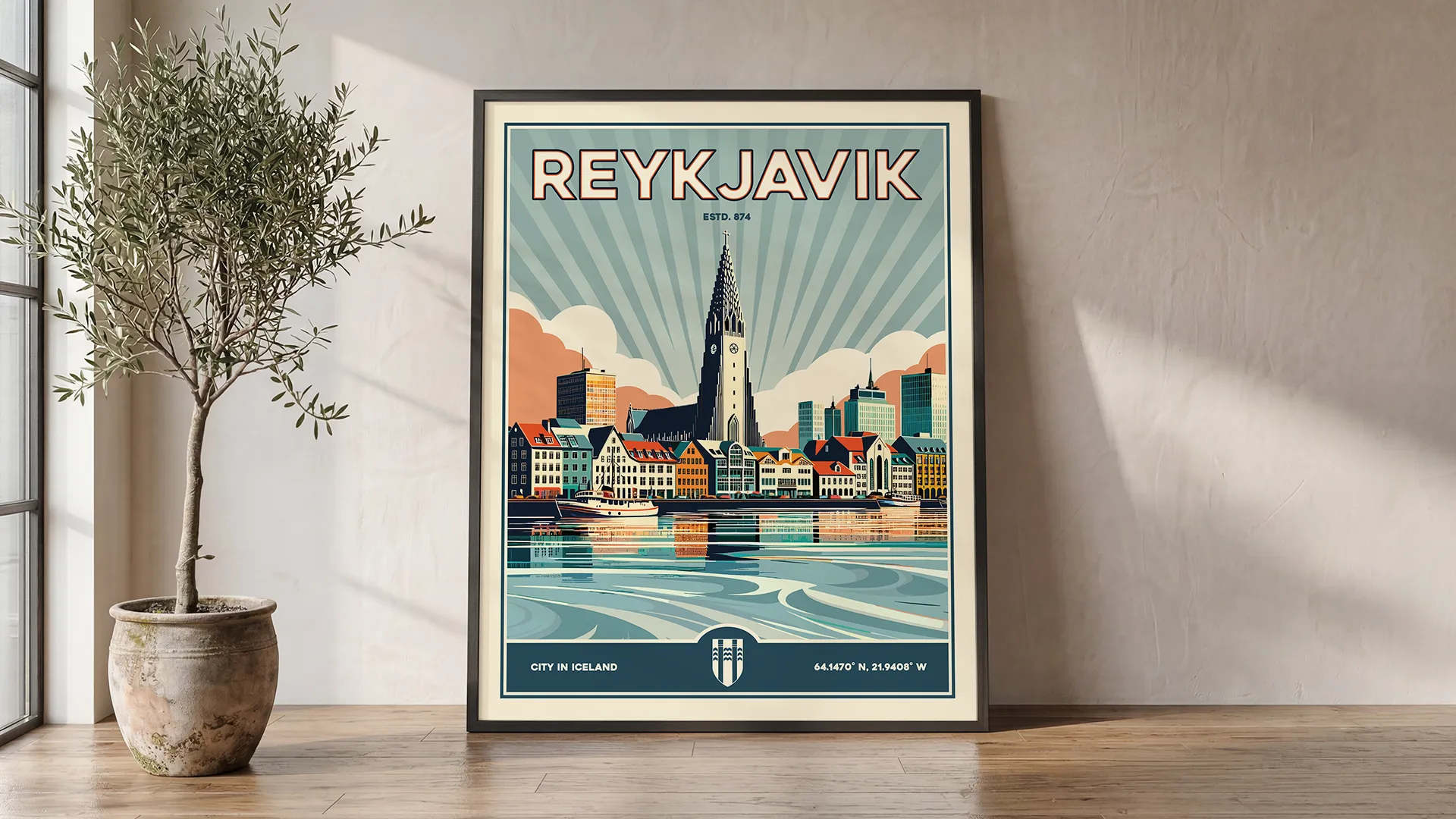 Reykjavik Travel Poster — Vintage Wall Art Print | ArtPrintsVicky