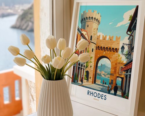 Alternative view of Rhodes Travel Poster Vintage Greece Wall Art Print