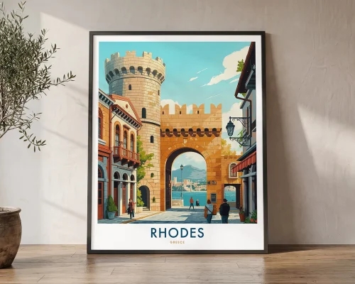 Rhodes Travel Poster — Vintage Greece Wall Art Print | ArtPrintsVicky