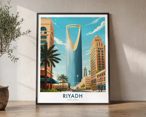 Riyadh Skyline Travel Poster – Cityscape Print | ArtPrintsVicky