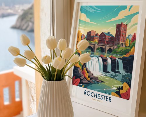 Alternative view of Rochester NY Travel Print - Cityscape Poster