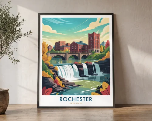 Rochester Ny Travel Print – Cityscape Poster | ArtPrintsVicky