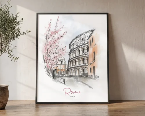 Rome Colosseum Drawing — Sketch Wall Art Print | ArtPrintsVicky