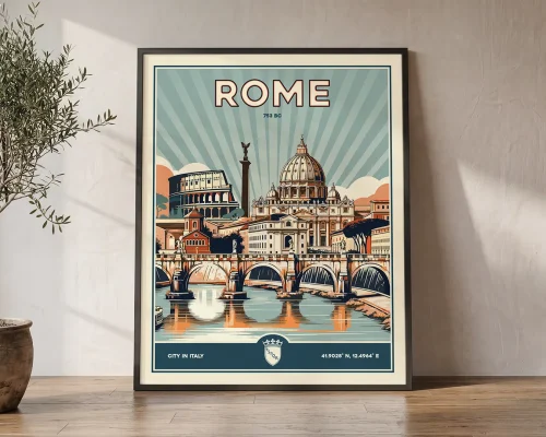 Rome Travel Poster — Vintage Wall Art Print | ArtPrintsVicky