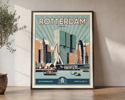 Rotterdam Print Inspired by Retro Travel Art | ArtPrintsVicky