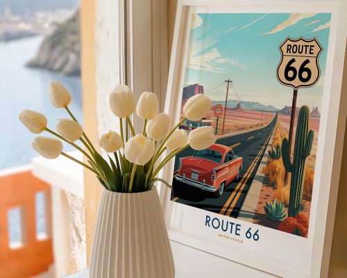 Alternative view of Route 66 Travel Print - American Road Trip Art