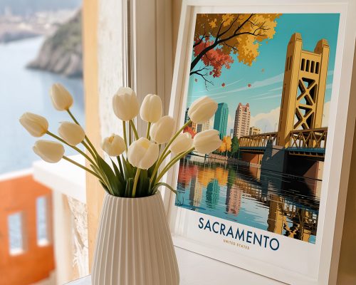 Alternative view of Sacramento Skyline Travel Print