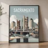 Sacramento Skyline Travel Poster | ArtPrintsVicky