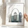 Framed print of Saint Louis cityscape featuring the Gateway Arch and skyline.