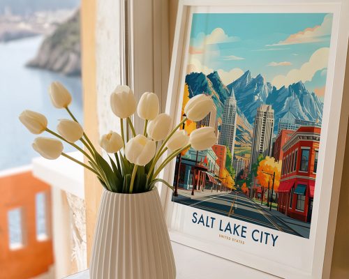 Alternative view of Salt Lake City Skyline Travel Print