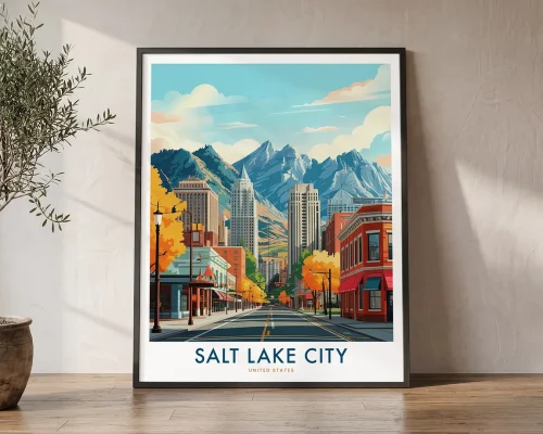 Salt Lake City Skyline Travel Print | ArtPrintsVicky