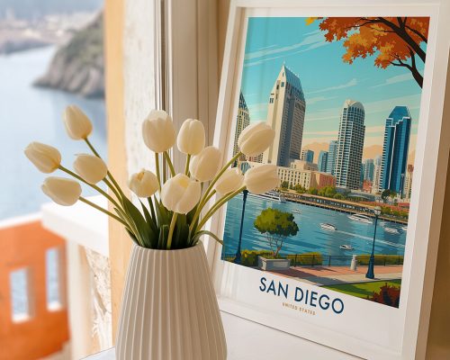 Alternative view of San Diego Travel Poster Vintage Wall Art Print