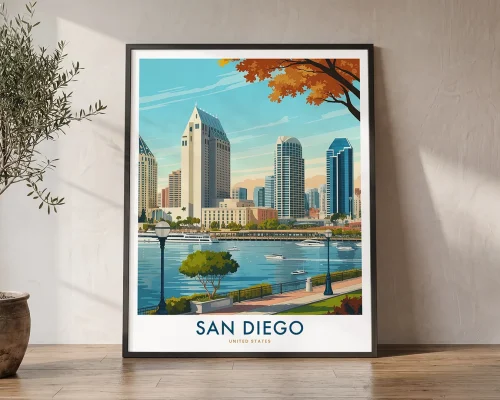 San Diego Travel Poster — Vintage Wall Art Print | ArtPrintsVicky
