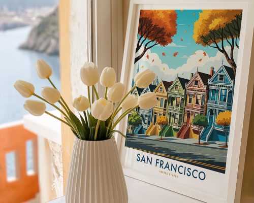 Alternative view of San Francisco Travel Poster Painted Ladies Wall Art