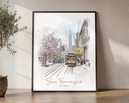 San Francisco Skyline Drawing — Sketch Wall Art Print | ArtPrintsVicky
