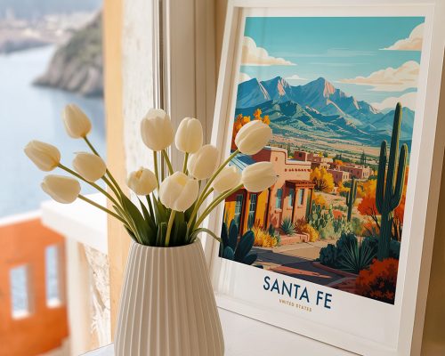 Alternative view of Santa Fe Adobe Print - Southwest Travel Poster