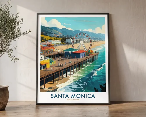 Santa Monica Travel Poster – California Print | ArtPrintsVicky