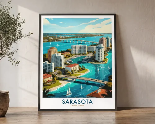 Sarasota Fl Skyline Travel Poster | ArtPrintsVicky