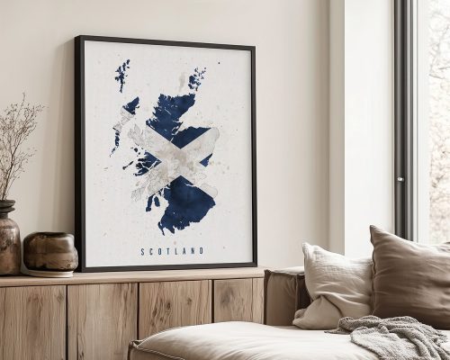Alternative view of Scotland Map Flag Poster, Scottish Wall Art