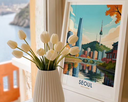 Alternative view of Seoul Skyline Travel Poster - Cityscape Print