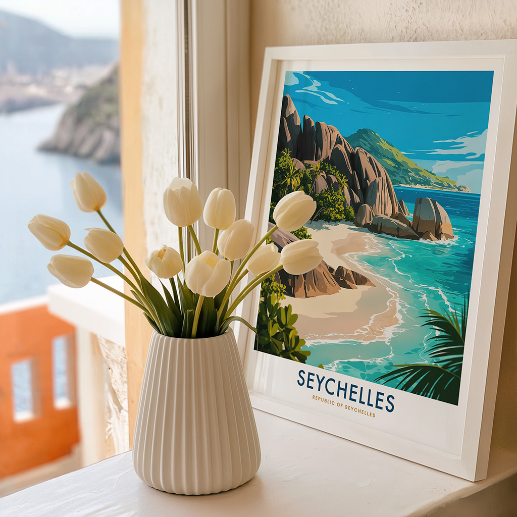 Seychelles Tropical Beach Travel Poster - Image 2