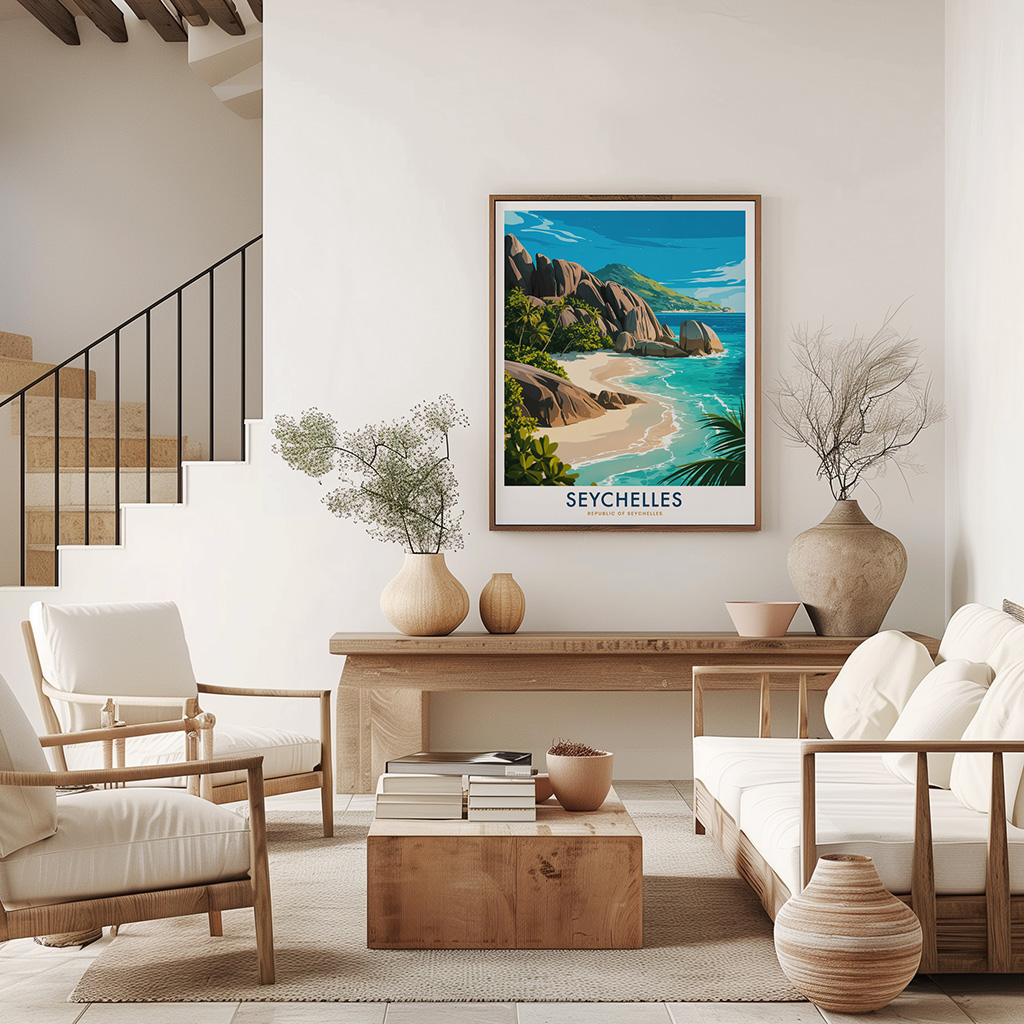 Seychelles Tropical Beach Travel Poster - Image 3