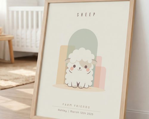 Nursery Wall Art Sheep Print, Farm Animal Decor