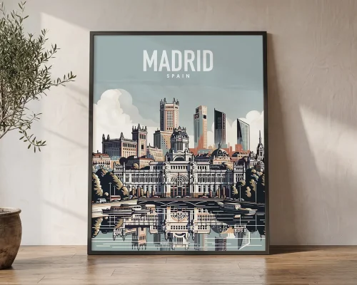 Spanish Aesthetic Madrid Skyline Travel Art | ArtPrintsVicky