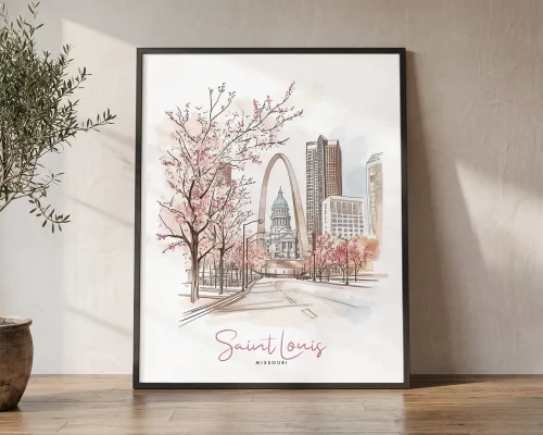 St. Louis Skyline Drawing — Sketch Wall Art Print | ArtPrintsVicky