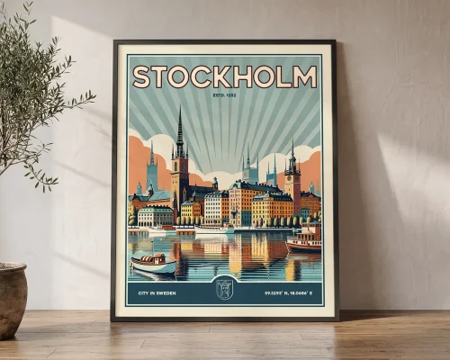 Stockholm Travel Poster — Vintage Wall Art Print | ArtPrintsVicky