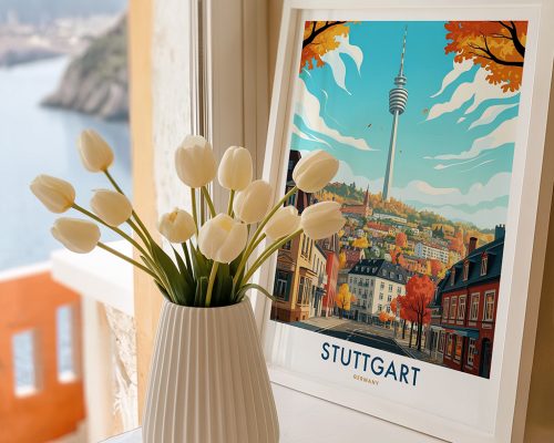 Alternative view of Stuttgart Travel Poster - Cityscape Art Print
