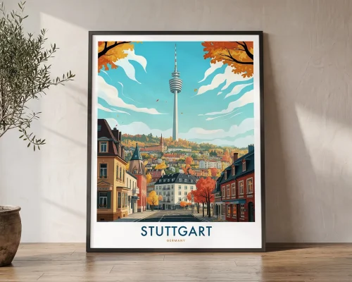 Stuttgart Travel Poster – Cityscape Art Print | ArtPrintsVicky