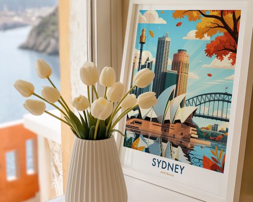 Alternative view of Sydney Travel Poster Vintage Wall Art Print