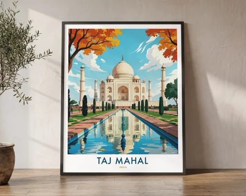 Taj Mahal Travel Poster – India Agra Wall Art | ArtPrintsVicky