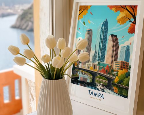 Alternative view of Tampa Skyline Travel Poster - Florida Art Print
