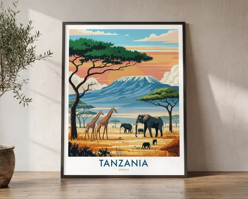 Tanzania Travel Poster – Kilimanjaro Art Print | ArtPrintsVicky