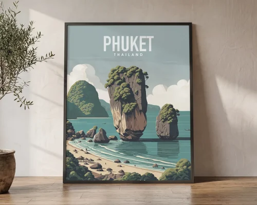 Thailand Treasures Phuket Travel Poster | ArtPrintsVicky