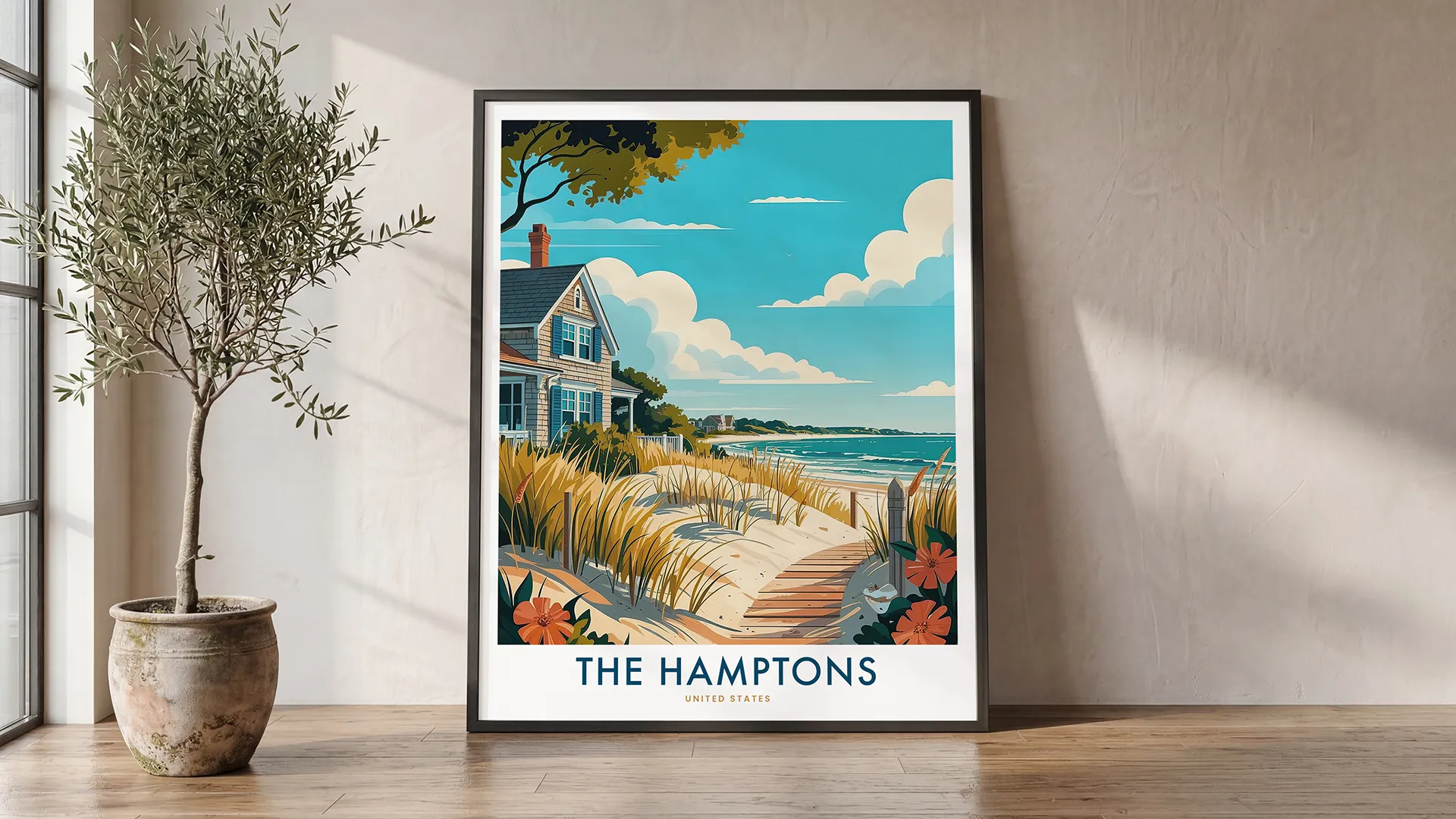 The Hamptons Coastal Art Print | ArtPrintsVicky