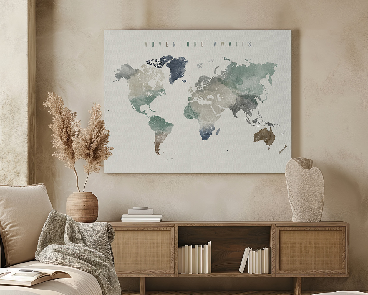 The World Map Earth Tones Watercolor Poster - Image 3